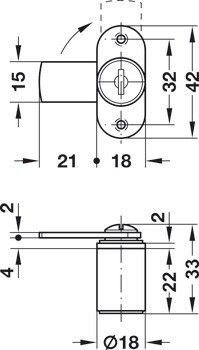 Jazýčkový zámek, Häfele Symo FM Plus, s pevnou vložkou s plátkovými stavítky, s rovným zamykacím jazýčkem