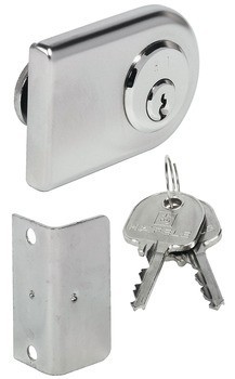 Jazýčkový zámek pro skleněné dveře, Häfele Symo FM Pro, s pevnou vložkou s pinovými stavítky, backset 26 mm, standardní profil, individuální