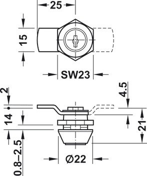Jazýčkový zámek, S pevnou vložkou s plátkovými stavítky, se zalomeným zamykacím jazýčkem