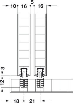 Jednoduchá pojezdová kolejnice, Slido F-Line11, 12 kg, nahoře