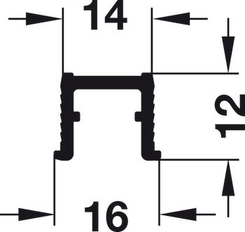 Jednoduchá vodicí kolejnice, předvrtaná, 16 x 13 mm (Š x V)
