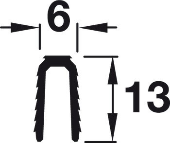 Jednoduchá vodicí kolejnice, Spodní, pro tloušťku dveří 19 mm, 22 mm a 25 mm