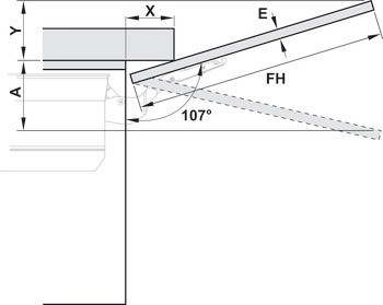 Jednotka zdvihacího mechanismu, Pro výklopné kování Aventos HK-S Tip-On