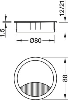 Kabelová průchodka, kulatá, Ø 67 nebo 88 mm