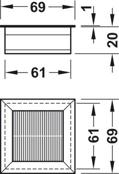 Kabelová průchodka, Čtverec 69 x 69 mm