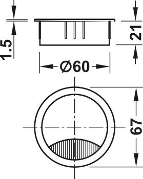 Kabelová průchodka, kulatá, ⌀ 67 nebo 88 mm
