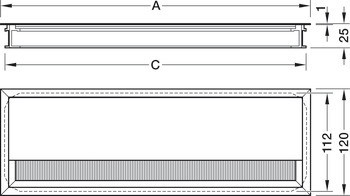 Kabelová průchodka, obdélníková, rozměr výřezu 110 mm a 120 mm