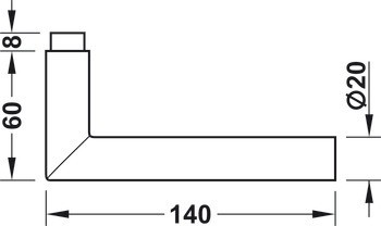 Klika s otvorem pro čtyřhran, tvar G, požárně odolné dveře