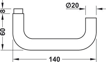 Klika s otvorem pro čtyřhran, tvar U, požárně odolné dveře