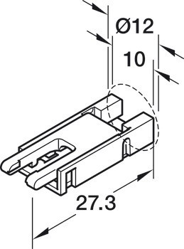 Klip konektor, pro Häfele Loox5 osvětlovací LED pásku, 8 mm, COB, 2pólový (jednobarevná nebo tunable white 2vodičová technologie)