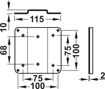 Konzole, pevná, pro manuální systém TV zdvihu Push