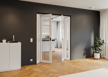 Kování pro dřevěné skládací dveře, Häfele Slido D-Fold21 50A / 50B, sada