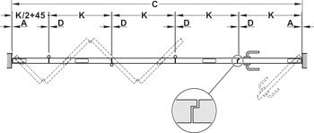Kování pro dřevěné skládací dveře, Häfele Slido D-Fold21 50A / 50B, sada