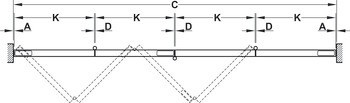 Kování pro dřevěné skládací dveře, Häfele Slido D-Fold21 50A / 50B, sada
