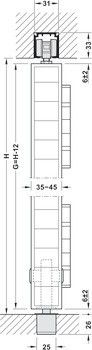 Kování pro dřevěné skládací dveře, Häfele Slido D-Fold21 50A / 50B, sada