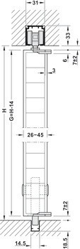 Kování pro dřevěné skládací dveře, Häfele Slido D-Fold21 50A / 50B, sada