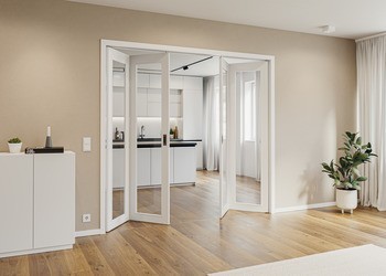 Kování pro dřevěné skládací dveře, Häfele Slido D-Fold21 50A / 50B, sada