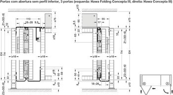 Kování pro otočně/posuvně skládací dveře, Hawa Folding Concepta III 20 Pull