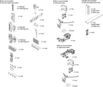 Kování pro otočně/posuvně skládací dveře, Hawa Folding Concepta III 20 Push