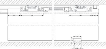 Kování pro posuvné dveře, Dorma Muto Comfort L 80, sada bez pojezdové kolejnice