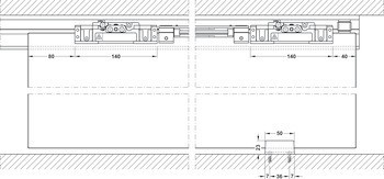 Kování pro posuvné dveře, Dorma Muto Comfort L 80, sada s pojezdovou kolejnicí
