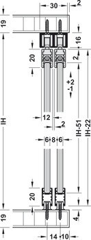 Kování pro posuvné dveře, Hawa GPK Clipo 16 GPK/GPPK IF, sada