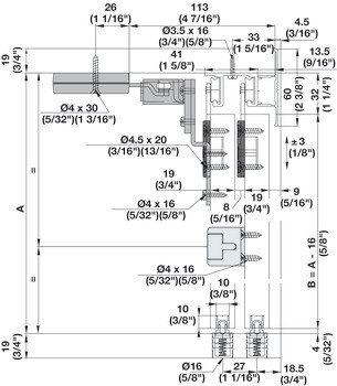 Kování pro posuvné dveře, Hawa Combino 20/35 IF, sada