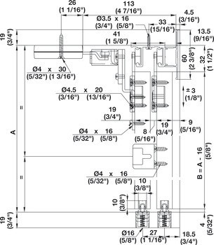 Kování pro posuvné dveře, Hawa Combino 20/35 IF, sada