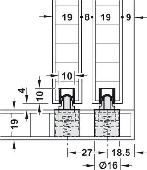 Kování pro posuvné dveře, Hawa Combino 20/35 IF, sada