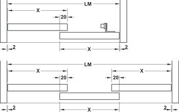 Kování pro posuvné dveře, Hawa Combino 20/35 MF, Mixfront, sada