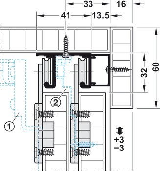 Kování pro posuvné dveře, Hawa Combino 20/35 MF, Mixfront, sada