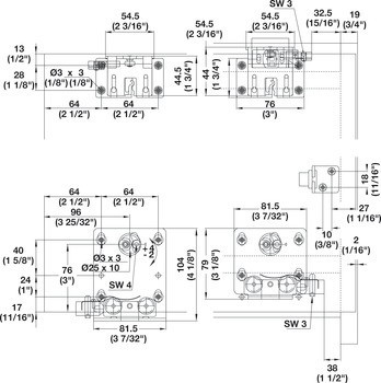 Kování pro posuvné dveře, Hawa Combino 20/35 VF, sada
