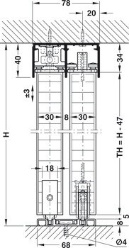 Kování pro posuvné dveře, Hawa Divido 80 H a 80 H DS1/DS2, sada
