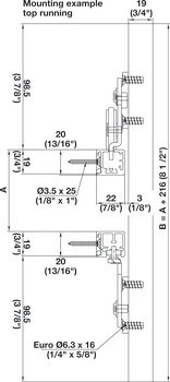 Kování pro posuvné dveře, Hawa Regal B 25 H VF, sada