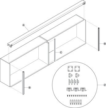 Kování pro posuvné dveře, Finetta F-Flush32 23A, sada