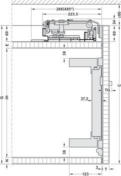 Kování pro posuvné dveře, Finetta F-Flush53 35B, standardní sada, otevírání zevnitř ven (opačné otevírání)