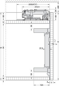 Kování pro posuvné dveře, Finetta F-Flush53 35B, standardní sada, otevírání zvenku dovnitř