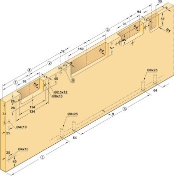 Kování pro posuvné dveře, Finetta F-Flush54 100A, sada