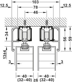 Kování pro posuvné dveře, Häfele Slido D-Line11 160C, sada