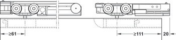 Kování pro posuvné dveře, Häfele Slido D-Line11 50I / 80I / 120I, sada bez pojezdové kolejnice