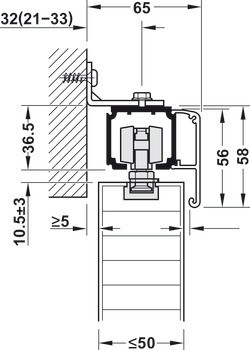 Kování pro posuvné dveře, Häfele Slido D-Line11 160C, sada