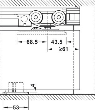 Kování pro posuvné dveře, Häfele Slido D-Line11 160C, sada