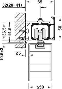 Kování pro posuvné dveře, Häfele Slido D-Line11 160C, sada