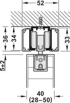 Kování pro posuvné dveře, Häfele Slido D-Line11 160I, sada