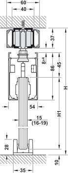 Kování pro posuvné dveře, Häfele Slido D-Line11 160L, sada bez pojezdové kolejnice