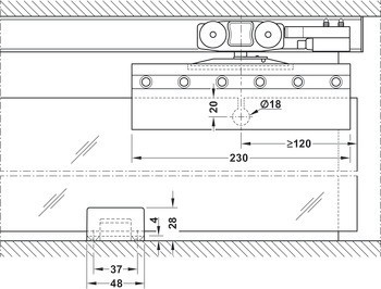 Kování pro posuvné dveře, Häfele Slido D-Line11 160L, sada bez pojezdové kolejnice