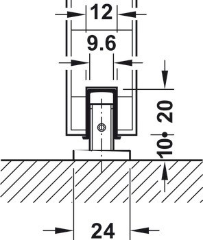 Kování pro posuvné dveře, Häfele Slido D-Line11 50C / 80C / 120C, sada bez pojezdové kolejnice