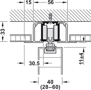 Kování pro posuvné dveře, Häfele Slido D-Line11 50C / 80C / 120C, sada bez pojezdové kolejnice