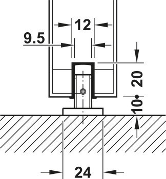 Kování pro posuvné dveře, Häfele Slido D-Line11 50I / 80I / 120I, sada bez pojezdové kolejnice