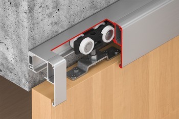 Kování pro posuvné dveře, Häfele Slido D-Line11 80P, sada bez pojezdové kolejnice